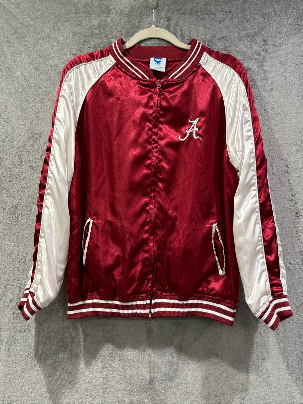 Vintage Alabama Crimson Tide Satin Bomber Jacket Size Large NCAA Football